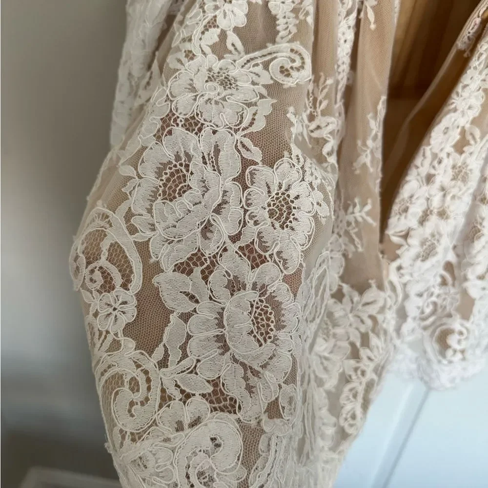 Alin LeKal Wedding Bridal Elegant White Lace Off-Shoulder Party Dress - Picture 15 of 15